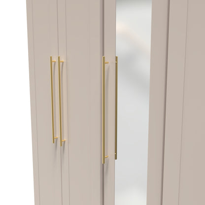 Haworth Tall Mirror Wardrobe Off-White 5 Doors 2 Shelves 2 Drawers 196cm