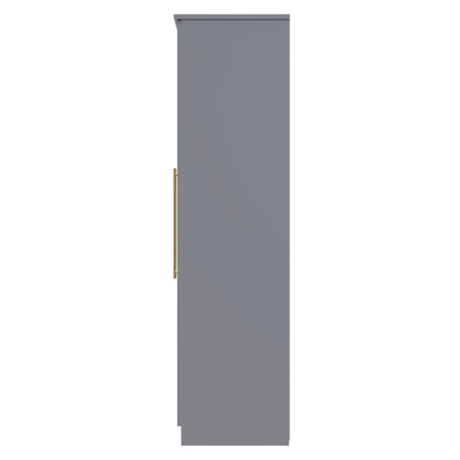 Haworth Tall Mirror Wardrobe Grey 6 Doors 2 Shelves 2 Drawers 222cm