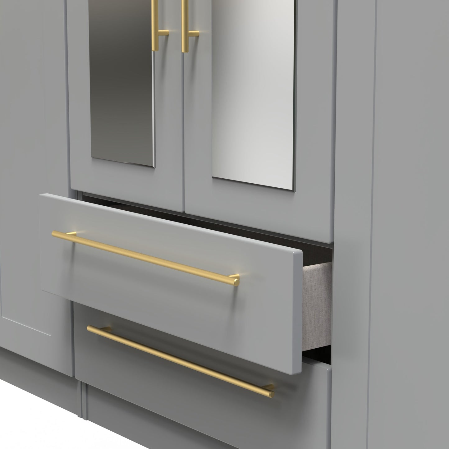 Haworth Tall Mirror Wardrobe Grey 6 Doors 2 Shelves 2 Drawers 222cm