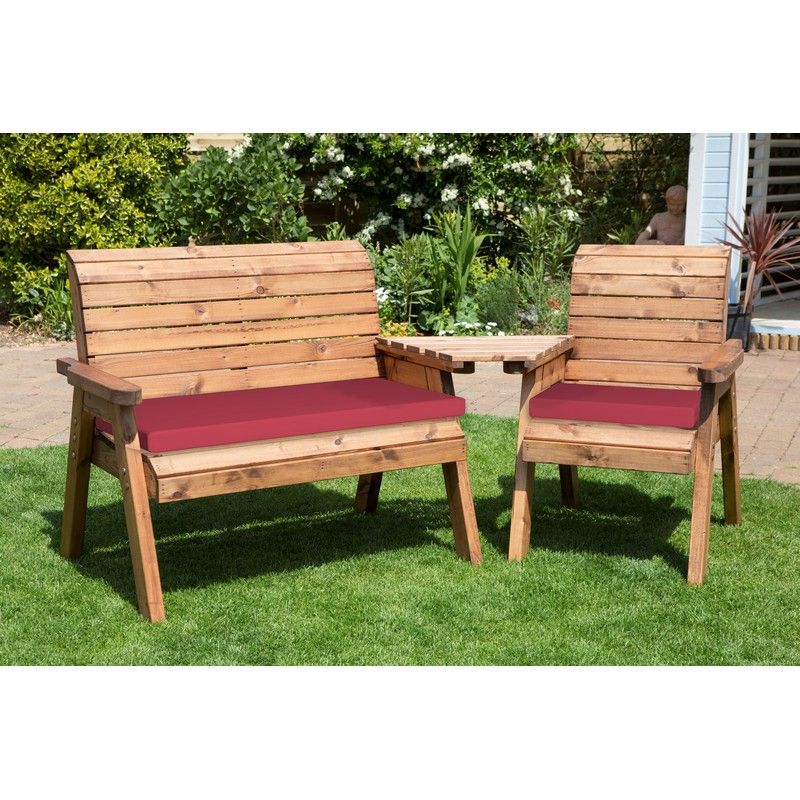 Scandinavian Redwood Garden Tete Tete 3 Seats Cushions