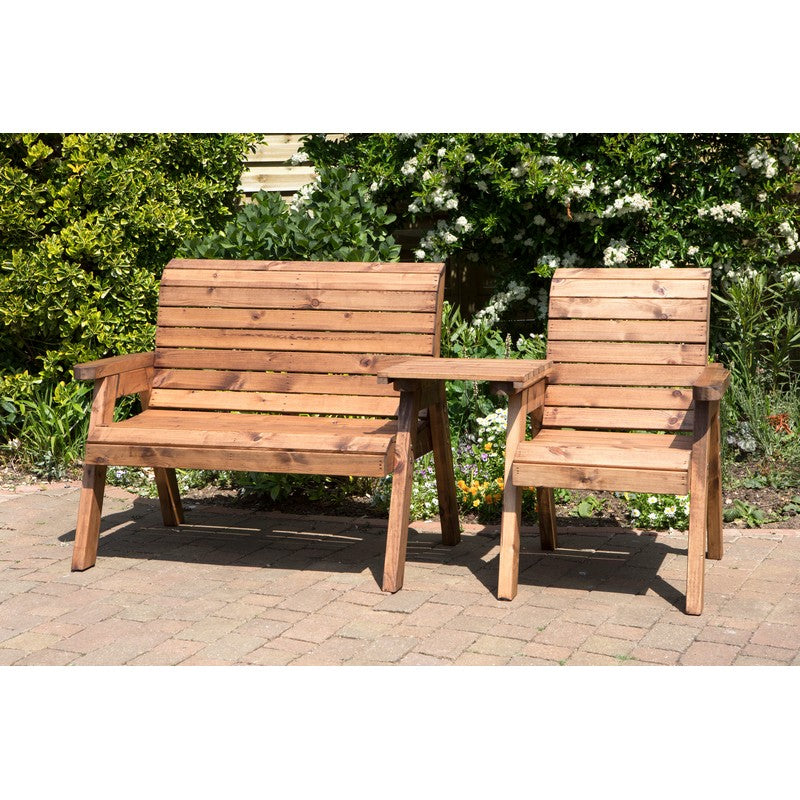 Charles Taylor Scandinavian Redwood Garden Tete a Tete by Charles Taylor - 3 Seats Grey Cushions