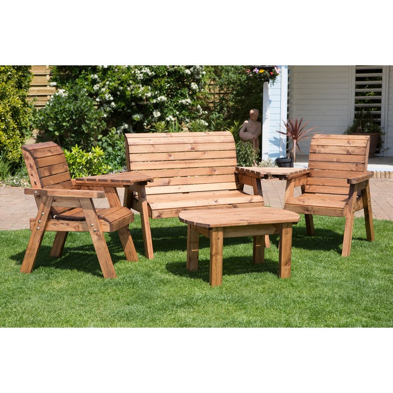 Charles Taylor Scandinavian Redwood Garden Patio Dining Set by Charles Taylor - 4 Seats Grey Cushions