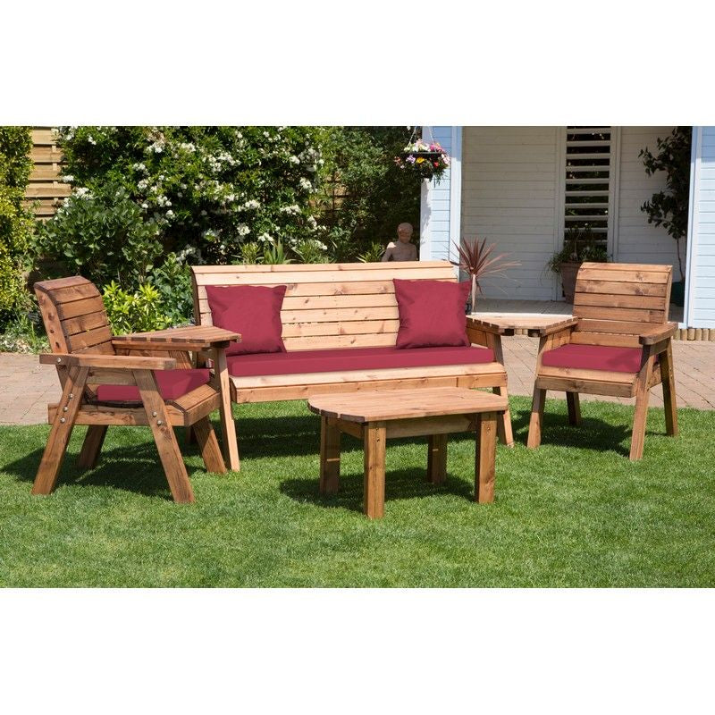 Scandinavian Redwood Garden Patio Dining Set 5 Seats Cushions
