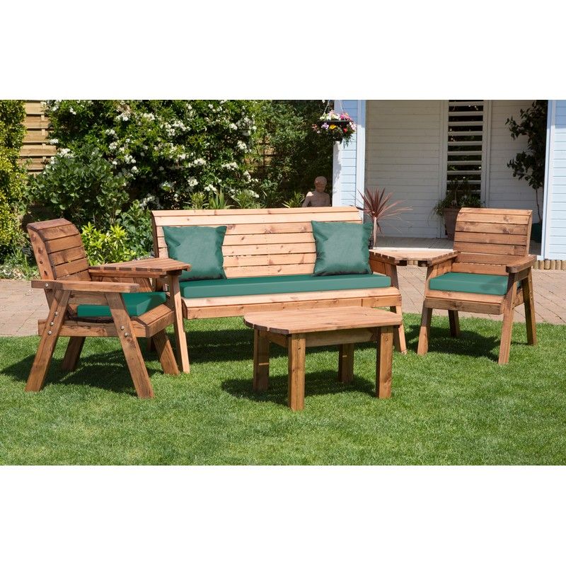 Scandinavian Redwood Garden Patio Dining Set 5 Seats Cushions