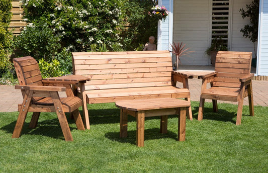 Charles Taylor 5 Seat Rectangular Table Combi Scandinavian Redwood Garden Furniture