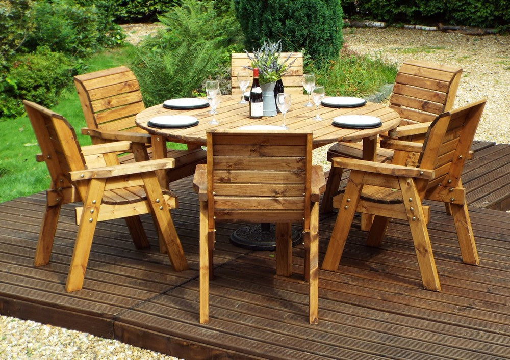 Charles Taylor 6 Seat Circular Table & Chairs Scandinavian Redwood Garden Furniture Primary Image
