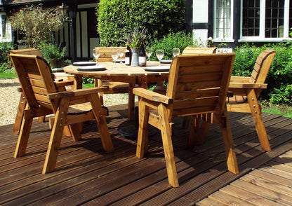 Charles Taylor 6 Seat Circular Table & Chairs Scandinavian Redwood Garden Furniture
