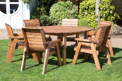 Charles Taylor 6 Seat Circular Table & Chairs Scandinavian Redwood Garden Furniture