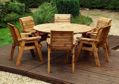 Charles Taylor 6 Seat Circular Table & Chairs Scandinavian Redwood Garden Furniture