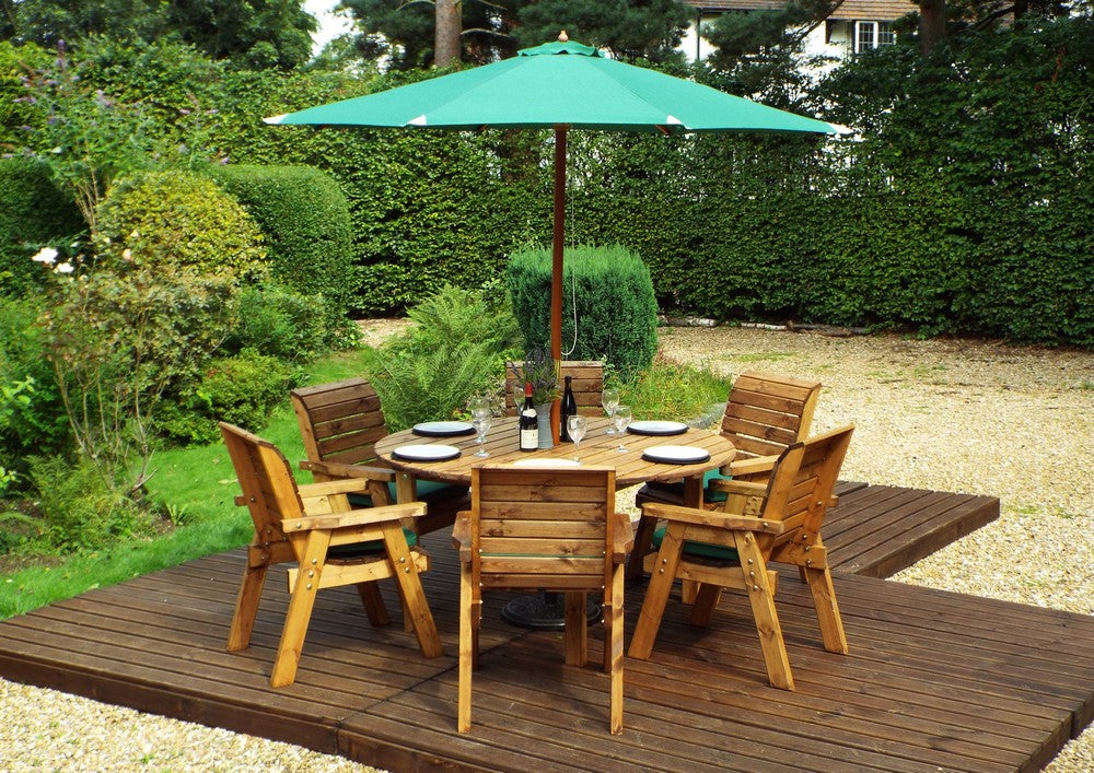 Charles Taylor 6 Seat Circular Table & Chairs Scandinavian Redwood Garden Furniture