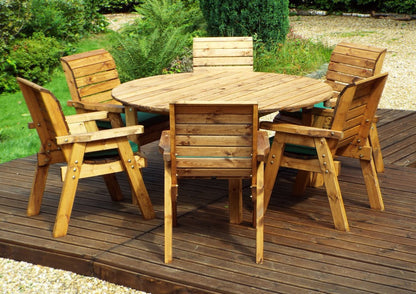 Charles Taylor 6 Seat Circular Table & Chairs Scandinavian Redwood Garden Furniture