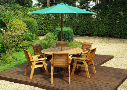 Charles Taylor 6 Seat Circular Table & Chairs Scandinavian Redwood Garden Furniture
