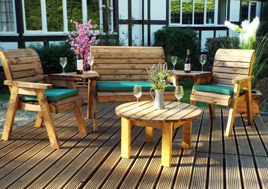 Charles Taylor 4 Seat Circular Table Combi Scandinavian Redwood Garden Furniture