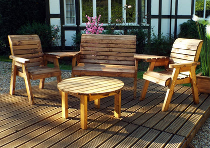 Charles Taylor 4 Seat Circular Table Combi Scandinavian Redwood Garden Furniture