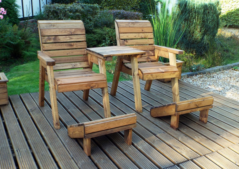 Scandinavian Redwood Garden Tete Tete & Footstool 2 Seats