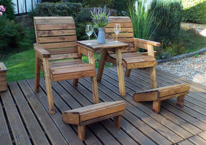 Scandinavian Redwood Garden Tete a Tete & Footstool by Charles Taylor - 2 Seats