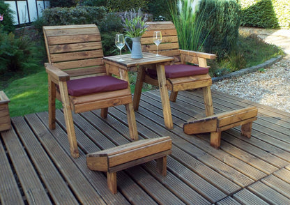 Scandinavian Redwood Garden Tete a Tete & Footstool by Charles Taylor - 2 Seats