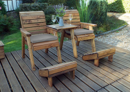 Scandinavian Redwood Garden Tete a Tete & Footstool by Charles Taylor - 2 Seats