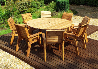 Charles Taylor 8 Seat Circular Table & Chairs Scandinavian Redwood Garden Furniture