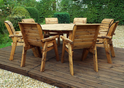 Charles Taylor 8 Seat Circular Table & Chairs Scandinavian Redwood Garden Furniture