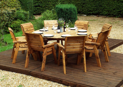 Charles Taylor 8 Seat Circular Table & Chairs Scandinavian Redwood Garden Furniture