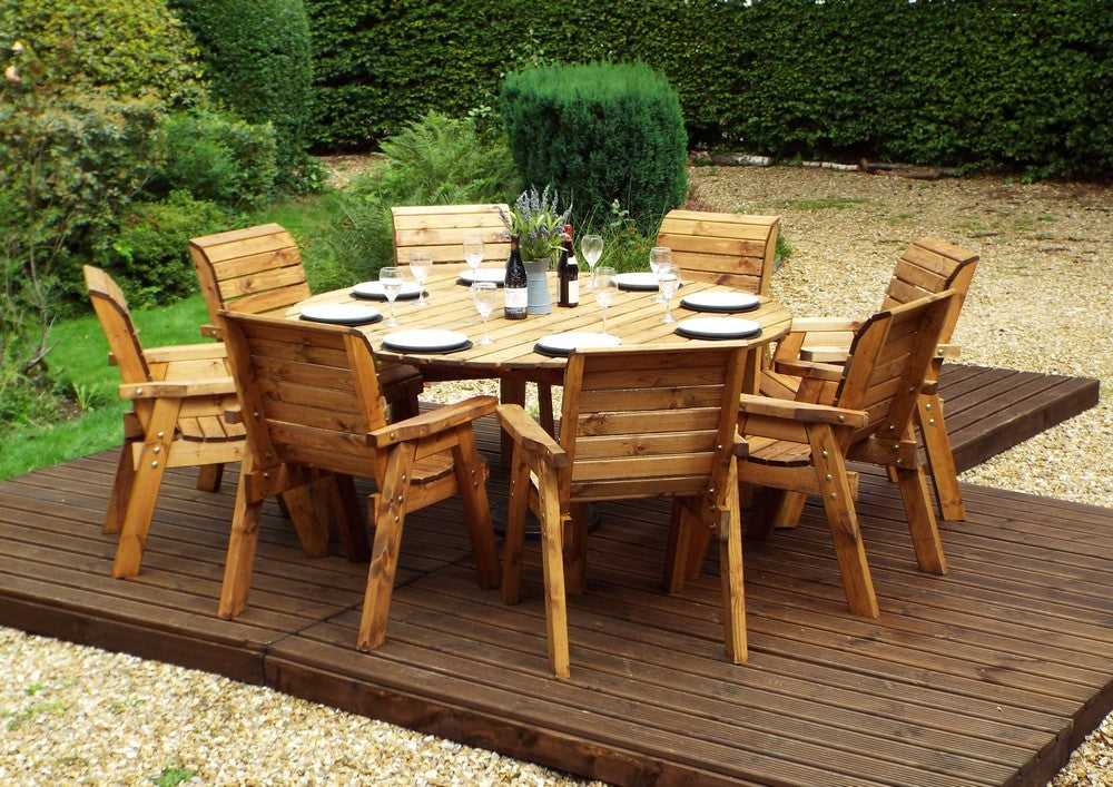 Charles Taylor 8 Seat Circular Table & Chairs Scandinavian Redwood Garden Furniture