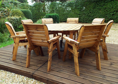Charles Taylor 8 Seat Circular Table & Chairs Scandinavian Redwood Garden Furniture
