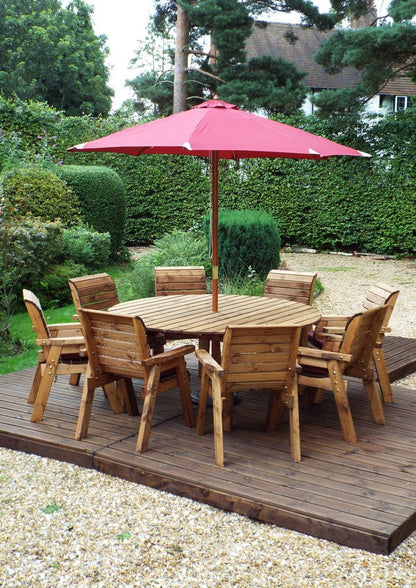 Charles Taylor 8 Seat Circular Table & Chairs Scandinavian Redwood Garden Furniture