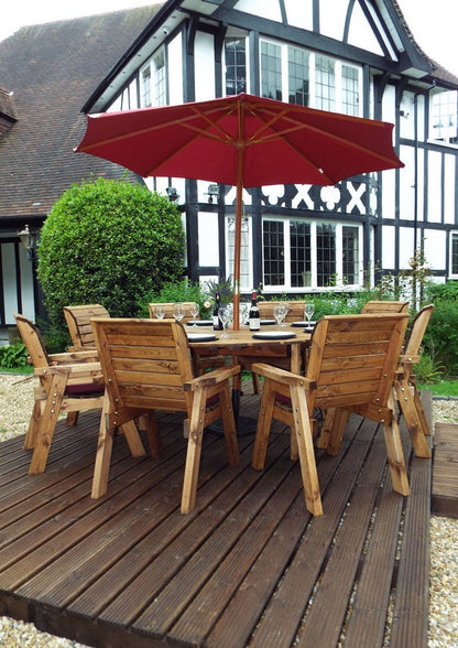 Charles Taylor 8 Seat Circular Table & Chairs Scandinavian Redwood Garden Furniture