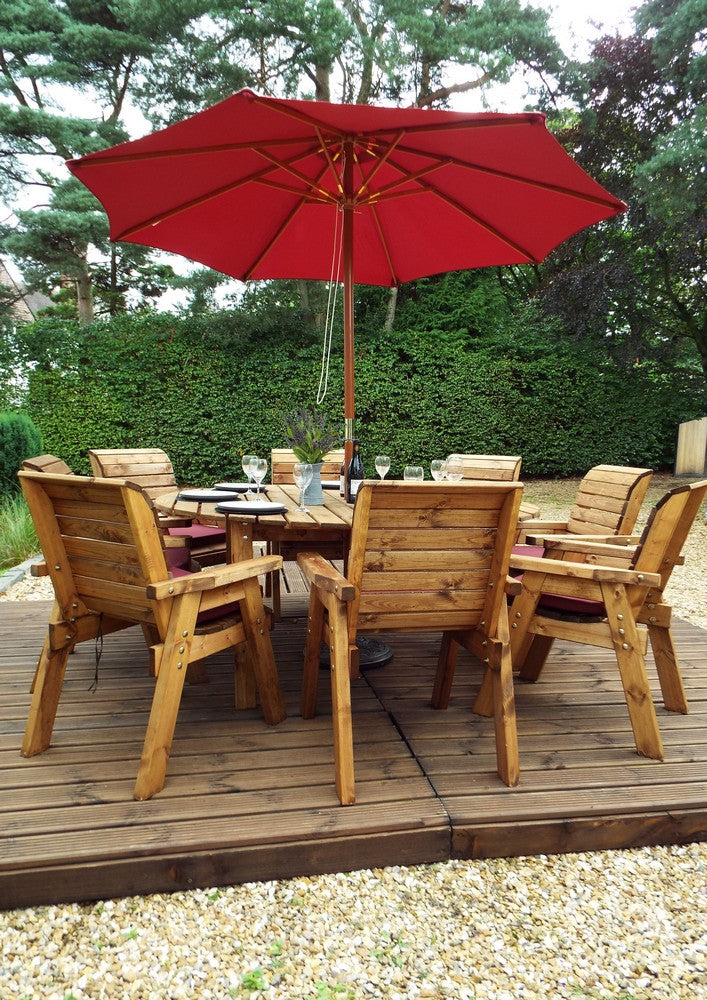 Charles Taylor 8 Seat Circular Table & Chairs Scandinavian Redwood Garden Furniture