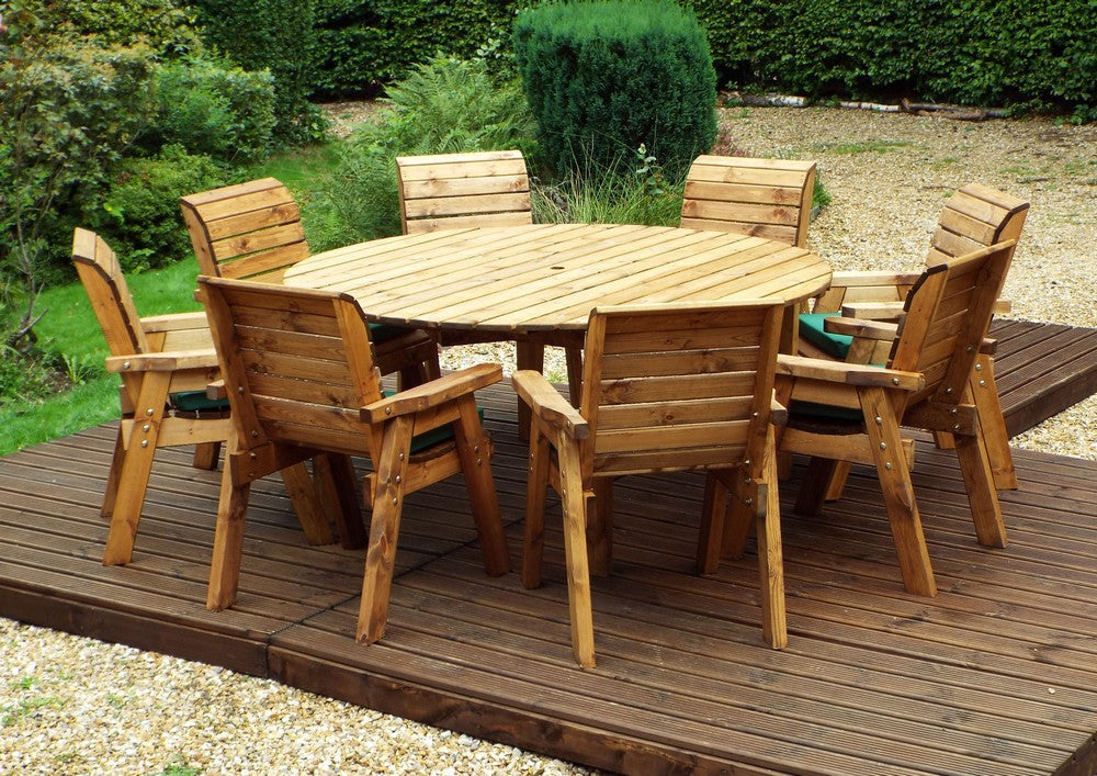 Charles Taylor 8 Seat Circular Table & Chairs Scandinavian Redwood Garden Furniture