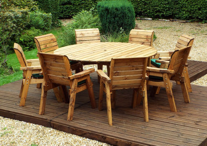 Charles Taylor 8 Seat Circular Table & Chairs Scandinavian Redwood Garden Furniture