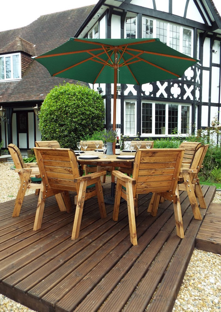 Charles Taylor 8 Seat Circular Table & Chairs Scandinavian Redwood Garden Furniture