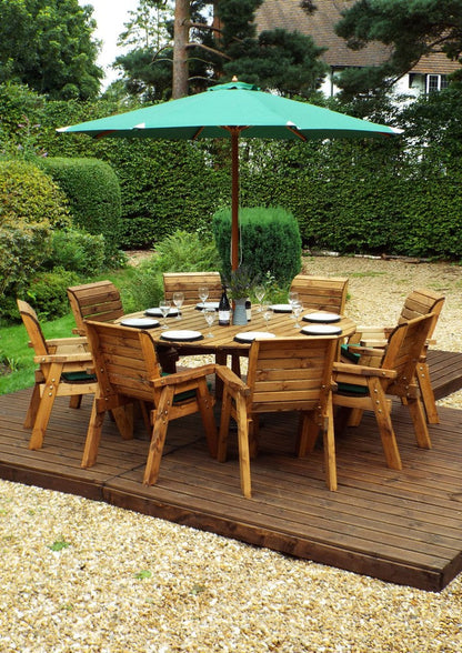 Charles Taylor 8 Seat Circular Table & Chairs Scandinavian Redwood Garden Furniture