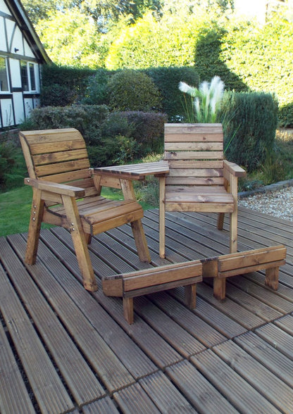 Scandinavian Redwood Garden Tete a Tete & Footstool by Charles Taylor - 2 Seats