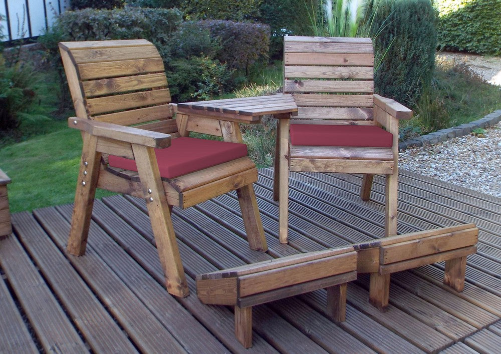 Scandinavian Redwood Garden Tete a Tete & Footstool by Charles Taylor - 2 Seats