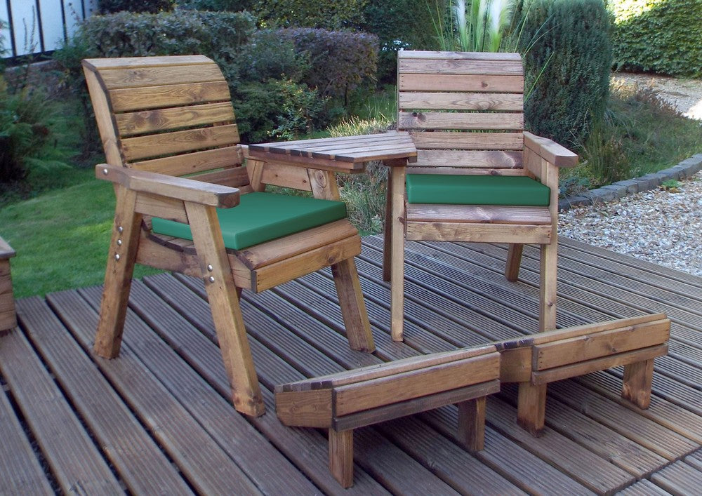 Scandinavian Redwood Garden Tete a Tete & Footstool by Charles Taylor - 2 Seats