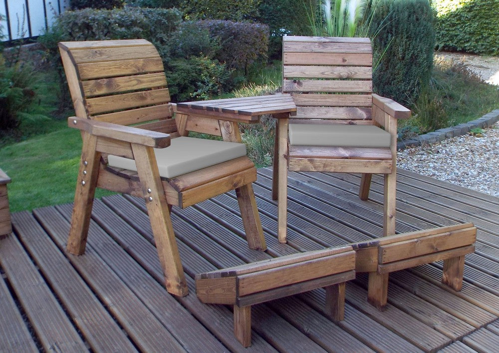 Scandinavian Redwood Garden Tete a Tete & Footstool by Charles Taylor - 2 Seats