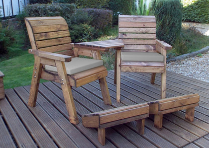 Scandinavian Redwood Garden Tete a Tete & Footstool by Charles Taylor - 2 Seats