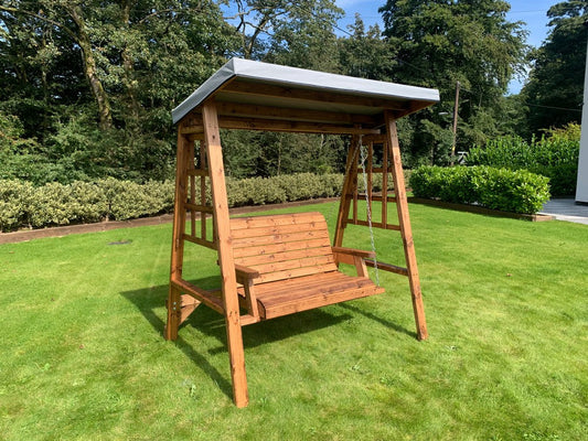 Dorset Garden Swing Seat by Charles Taylor - 2 Seats Grey Cushions