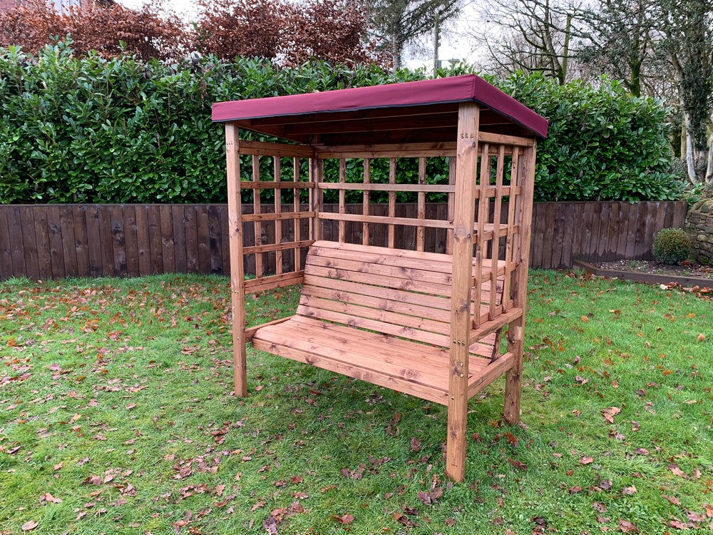 Bramham Garden Arbour by Charles Taylor - 3 Seats Burgundy Cushions