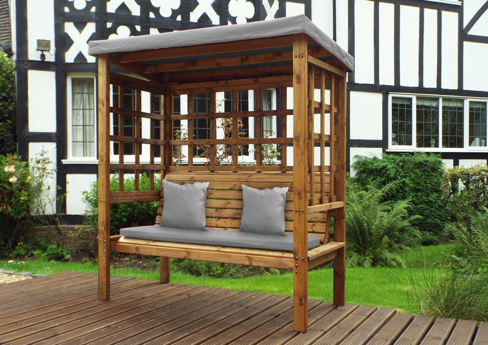 Bramham Garden Arbour by Charles Taylor - 3 Seats Grey Cushions Primary Image