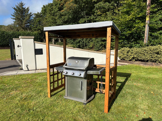 Scandinavian Redwood Garden BBQ Shelter by Charles Taylor Grey