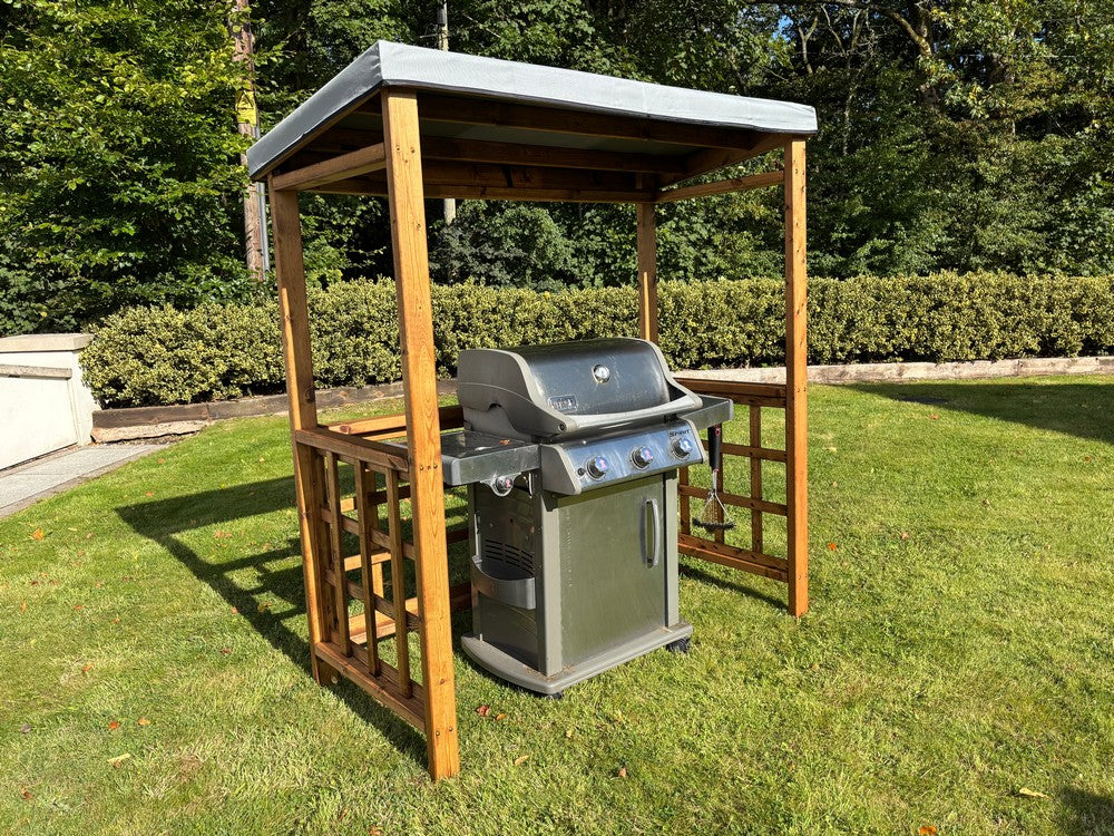 Scandinavian Redwood Garden BBQ Shelter by Charles Taylor Grey