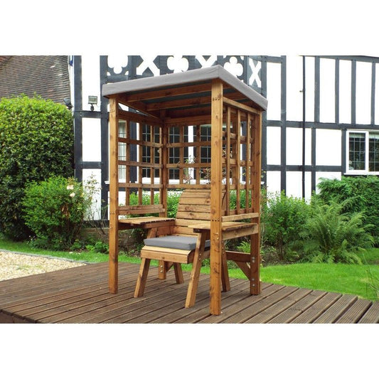 Charles Taylor Scandinavian Redwood Natural Garden Chair Arbour by Charles Taylor with Grey Cushions