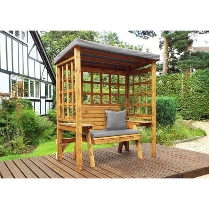 Charles Taylor Scandinavian Redwood Garden Arbour by Charles Taylor - 2 Seats Grey Cushions