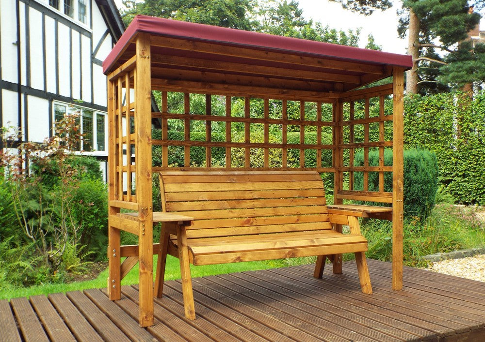 Wentworth Garden Arbour by Charles Taylor - 3 Seats Burgundy Cushions