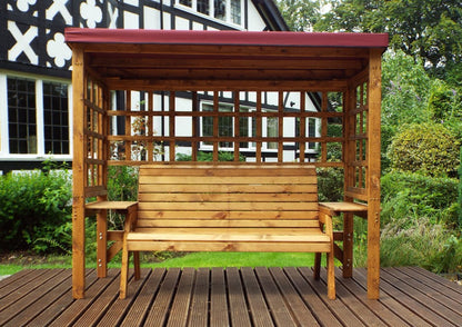 Wentworth Garden Arbour by Charles Taylor - 3 Seats Burgundy Cushions