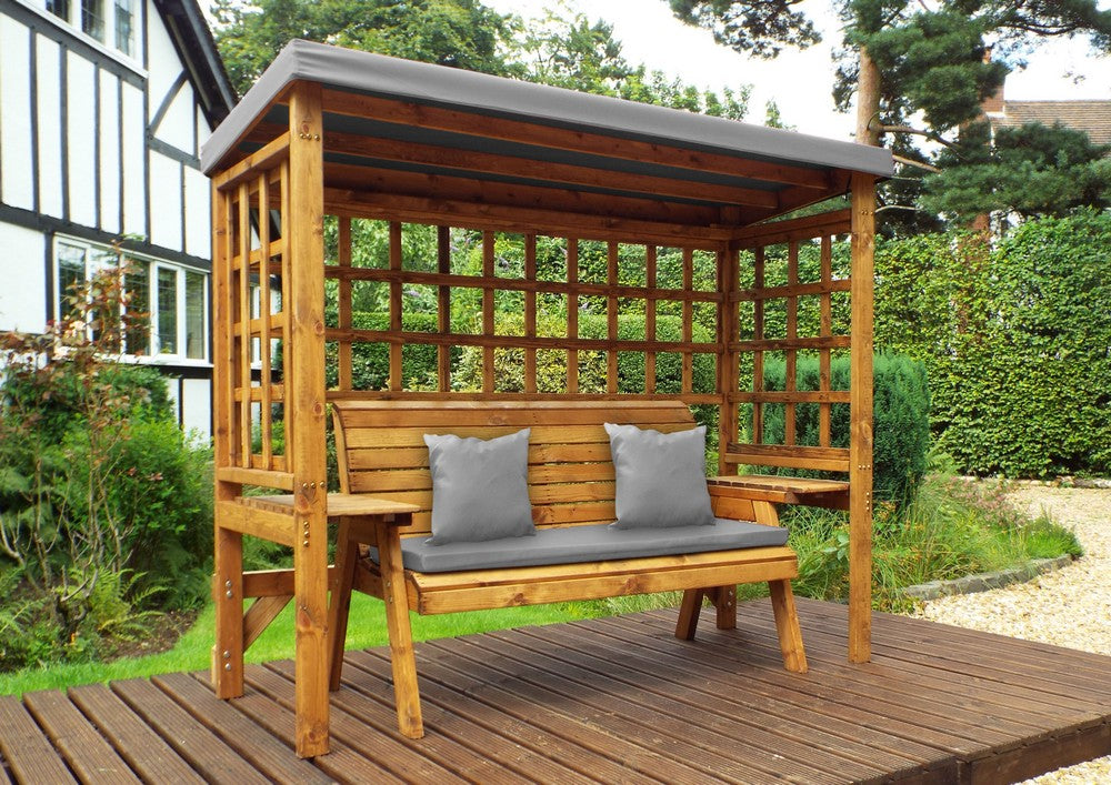 Scandinavian Redwood Garden Arbour 3 Seats Cushions