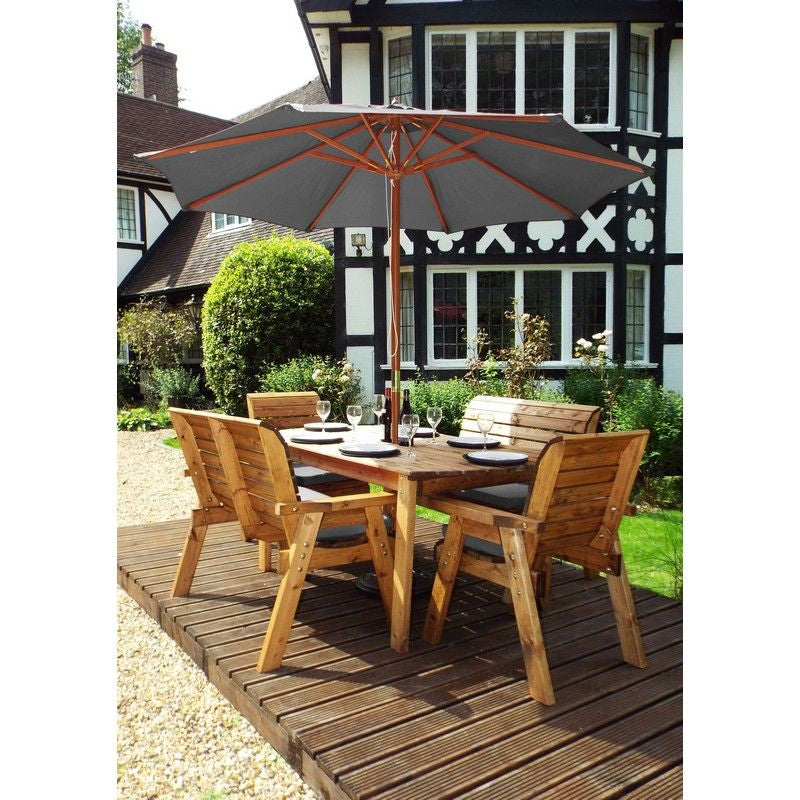 Scandinavian Redwood Garden Patio Dining Set 6 Seats Cushions